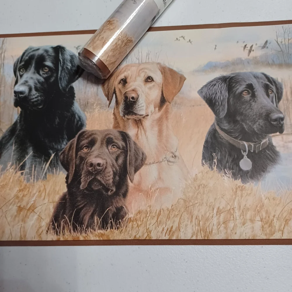 Wallpaper Border Hunting Labador Retrievers Brown Trim